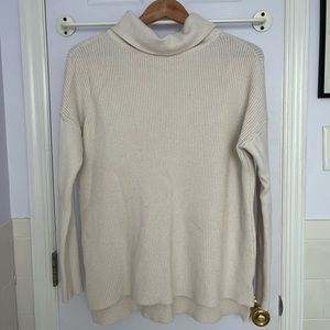 Cream Tunic Sweater with Turtleneck